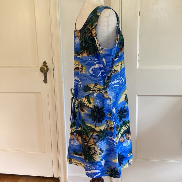 Vintage 80s Caribbean Summer Sun Beach Shift Dress Sz L/XL - Picture 4 of 11